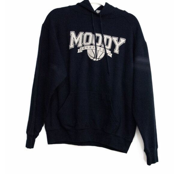 Moody Basketball Hoodie Navy Blue Unisex Size M Cotton/Polyester Blend Pullover - Picture 1 of 8